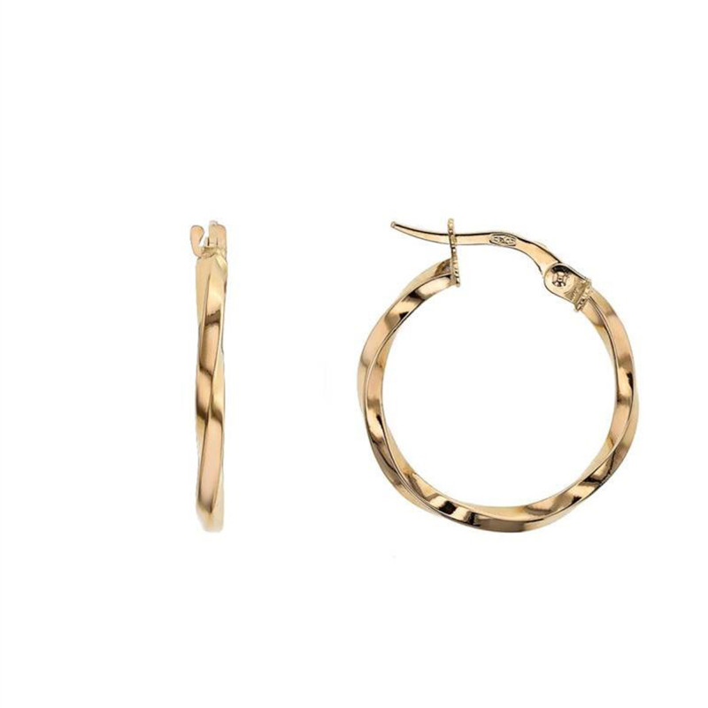 Boucles d'Oreilles Créoles Vriées en Or Jaune 375, Diamètre 20 mm - Lucas Lucor