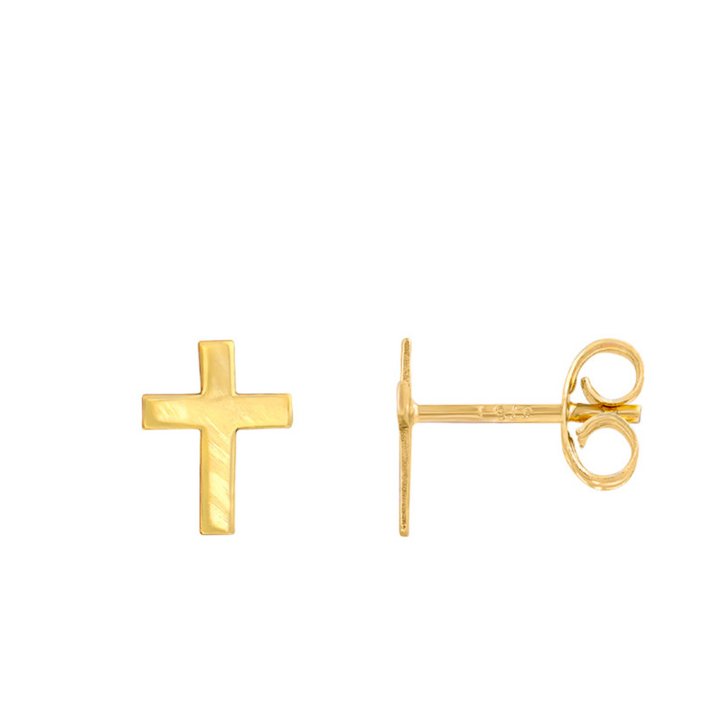 Boucles d'Oreilles Croix en Or Jaune 375 - Bambins