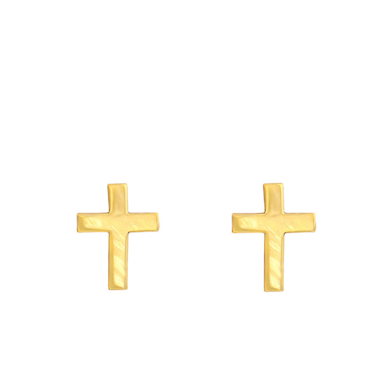 Boucles d'Oreilles Croix en Or Jaune 375 - Bambins