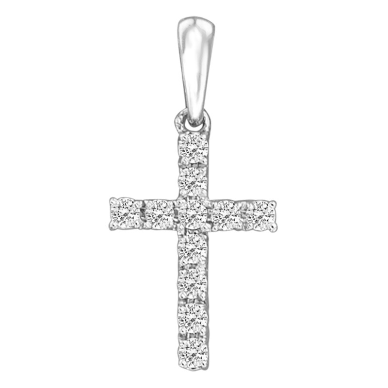 Pendentif Croix en Or Blanc 750 & Diamants 0,20 ct - Juweel