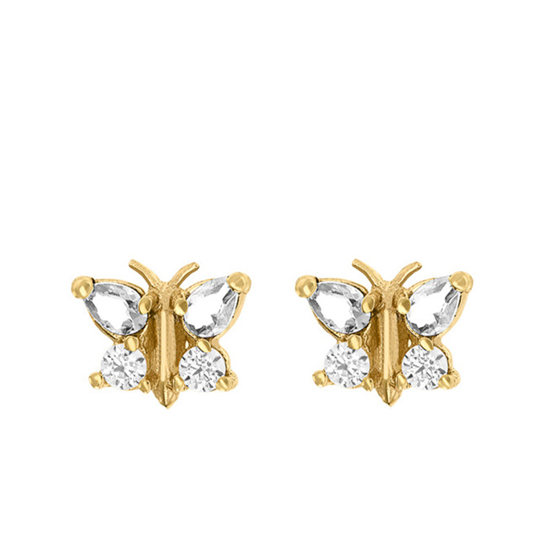Boucles Papillon en Or Jaune & Oxydes - Bambins