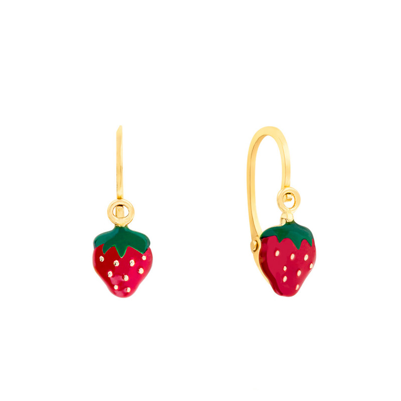 Boucles d'Oreilles Fraise en Or Jaune 375 - Bambins