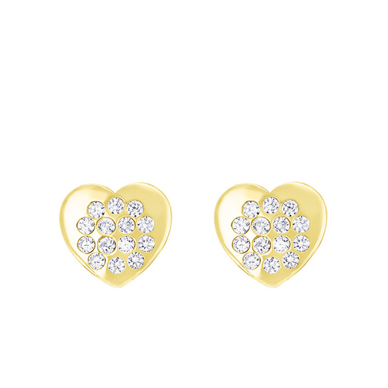 Boucles d'Oreilles Coeur en Or Jaune 375 ou 750 - Bambins
