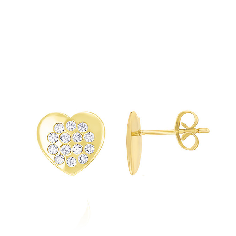 Boucles d'Oreilles Coeur en Or Jaune 375 ou 750 - Bambins