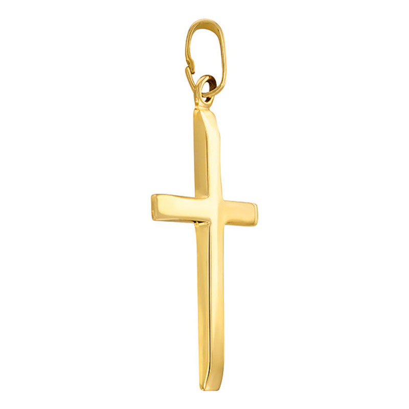 Pendentif Croix Creuse Bords Aplatis en Or Jaune 750 - Vandona