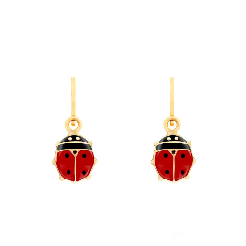 Boucles d'Oreilles Coccinelle en Or Jaune 375 - Bambins