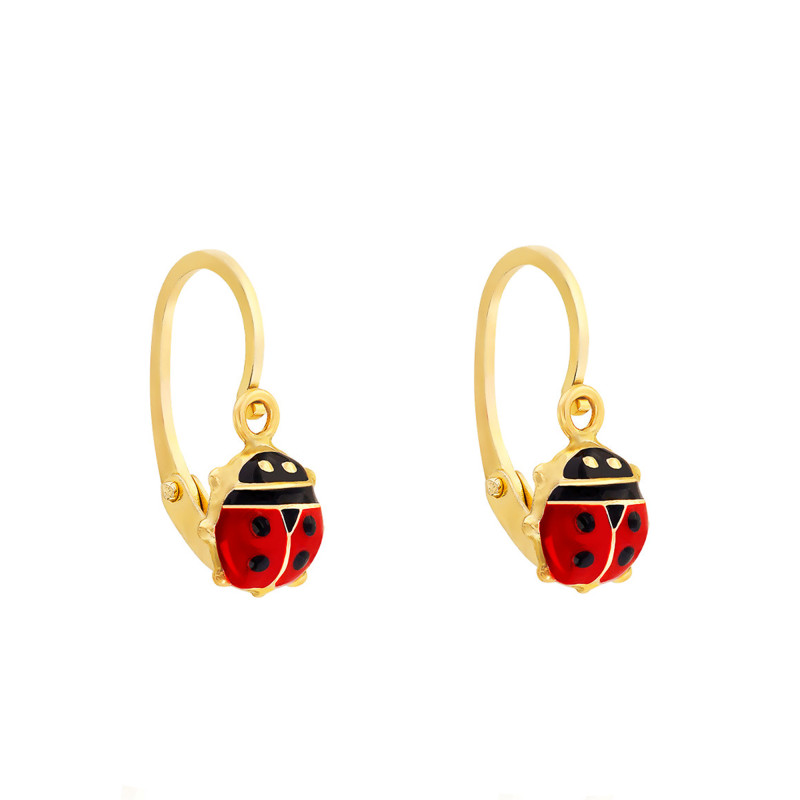 Boucles d'Oreilles Coccinelle en Or Jaune 375 - Bambins
