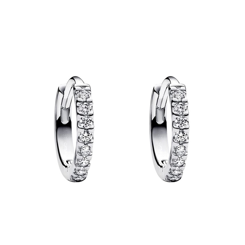 Boucles d'Oreilles Créoles Enveloppantes Scintillantes en Argent 925 - Pandora