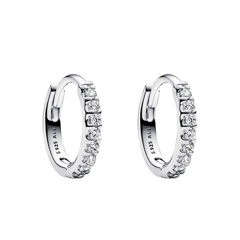 Boucles d'Oreilles Créoles Enveloppantes Scintillantes en Argent 925 - Pandora