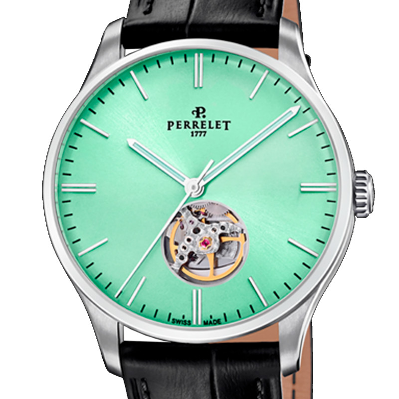 Montre Weekend Coeur Ouvert Vert Menthe - Perrelet