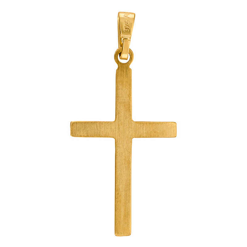 Pendentif Croix Bords Aplatis Bélière Epaisse en Or Jaune 375 - Vandona