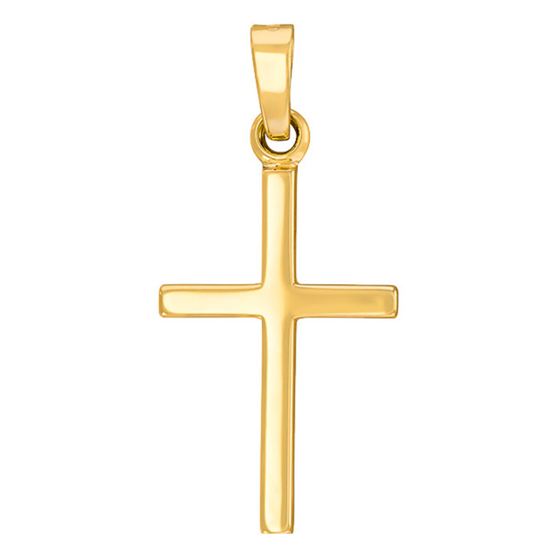 Pendentif Croix Simple en Or Jaune 750 - Vandona