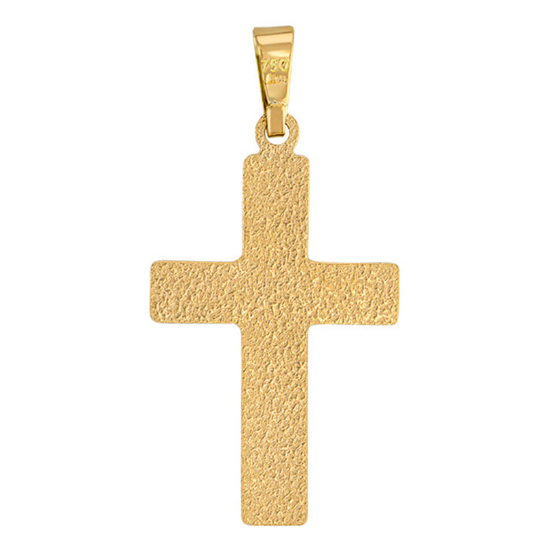 Pendentif Croix Effet Eraflure en Or Jaune 750 - Vandona