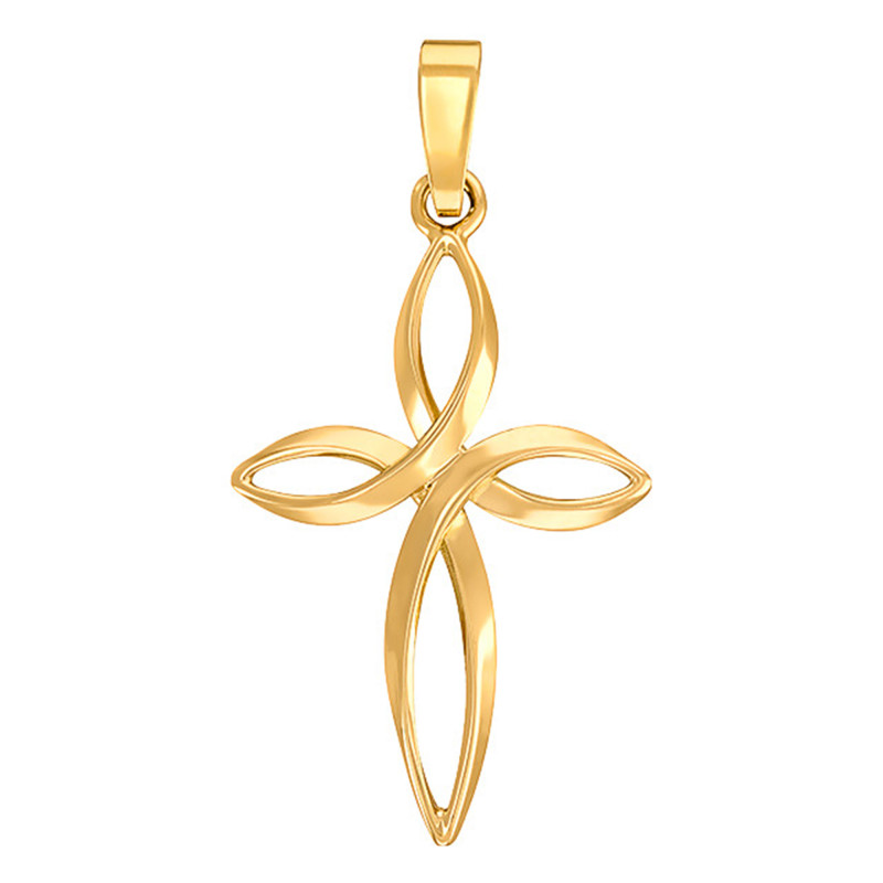 Pendentif Croix Fleur en Or Jaune 375 - Vandona