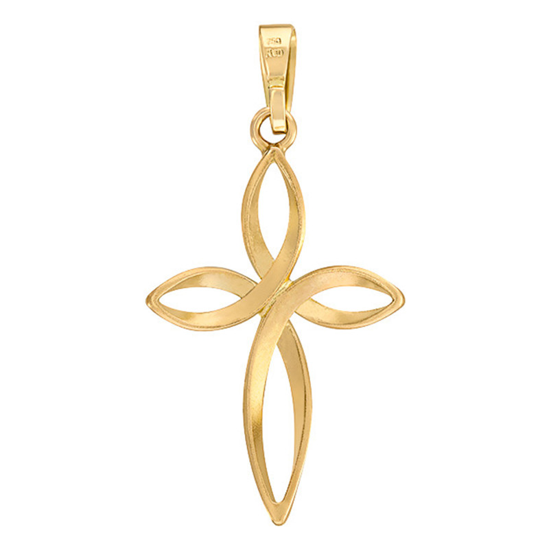 Pendentif Croix Fleur en Or Jaune 375 - Vandona
