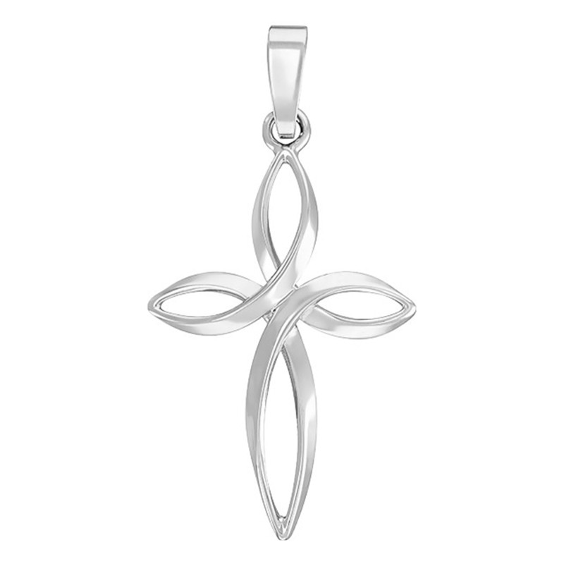 Pendentif Croix Fleur en Or Blanc 375 - Vandona