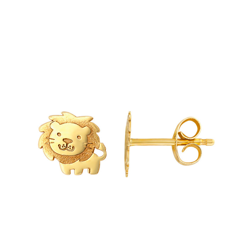 Boucles d'Oreilles Lion en Or Jaune 375 - Bambins