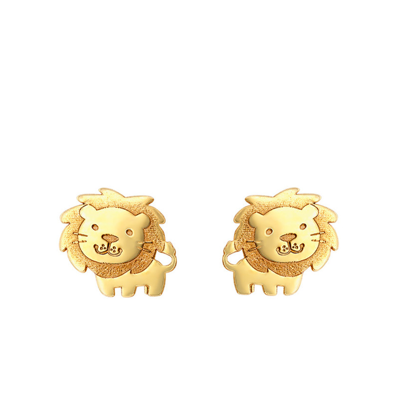 Boucles d'Oreilles Lion en Or Jaune 375 - Bambins