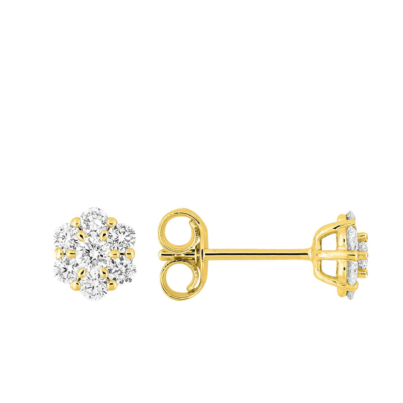 Boucles d'Oreilles en Or Jaune 375 & Diamants de Synthèse 0,30 ct - Emanessence
