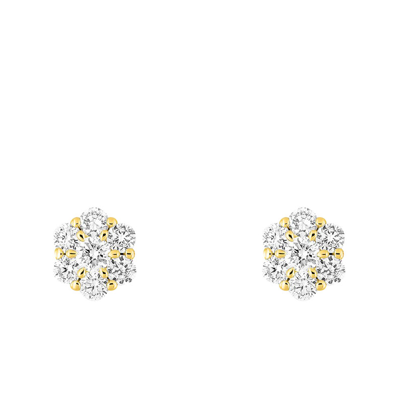 Boucles d'Oreilles en Or Jaune 375 & Diamants de Synthèse 0,30 ct - Emanessence