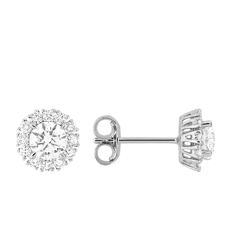 Boucles d'Oreilles en Or Blanc 375 & Diamants de Synthèse de 0,11 ct à 0,74 ct - Emanessence