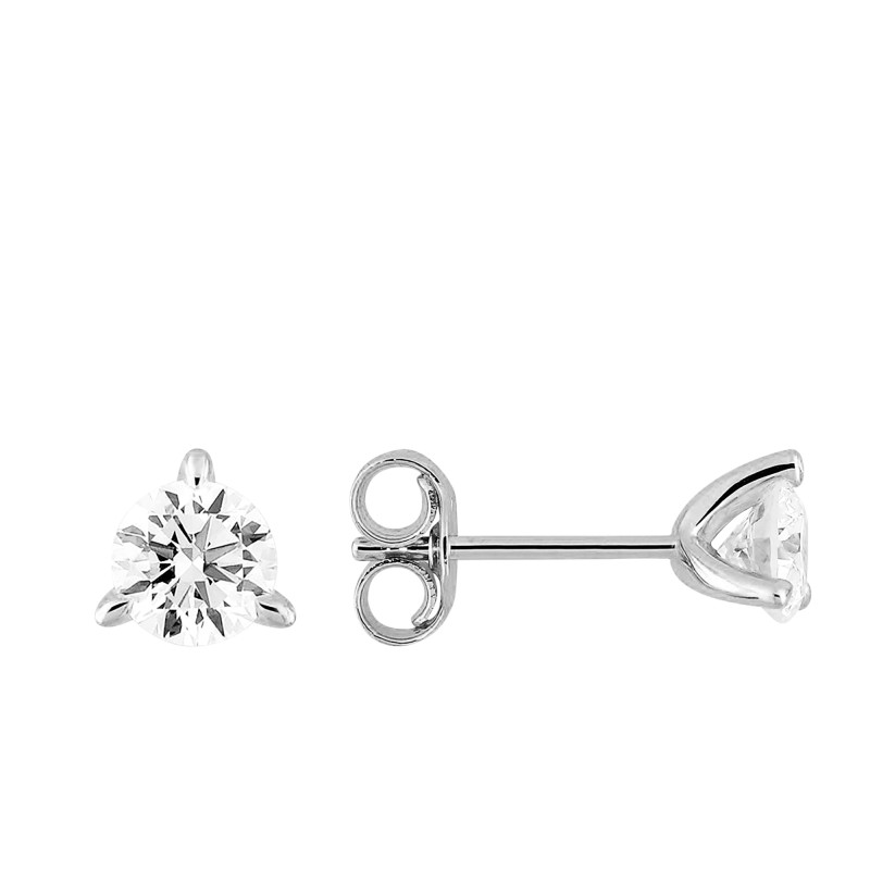 Boucles d'Oreilles en Or Blanc 375 & Diamants de Synthèse de 0,10 ct à 0,50 ct - Emanessence