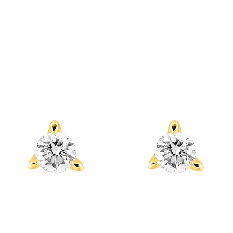 Boucles d'Oreilles en Or Jaune 375 & Diamants de Synthèse 0,10 ct à 0,50 ct - Emanessence