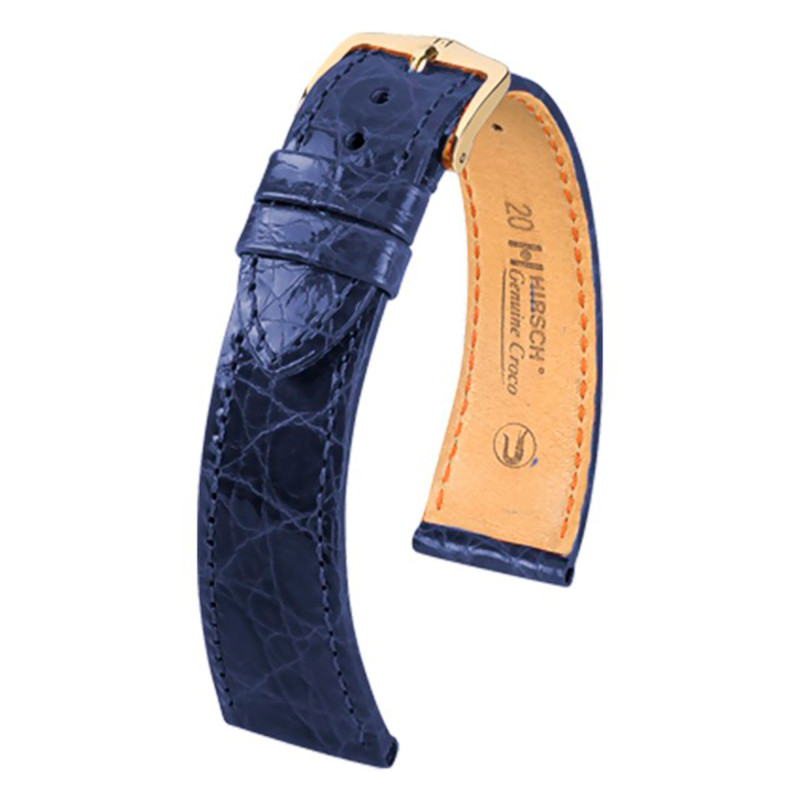 Bracelet Genuine Croco Bleu roi - Entrecorne 12 mm - Hirsch