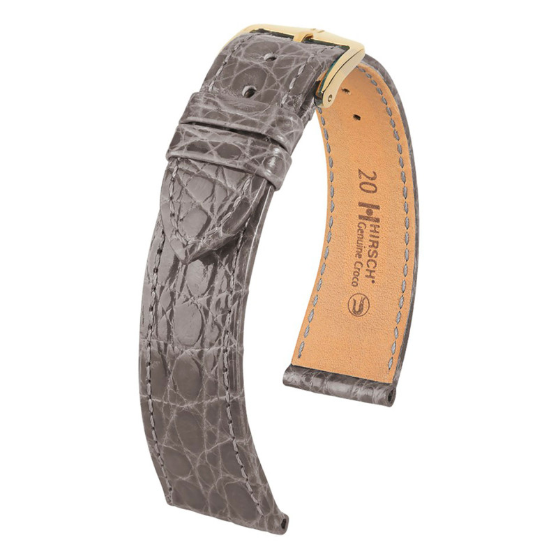 Bracelet Genuine Croco Gris - Entrecorne 13 mm - Hirsch
