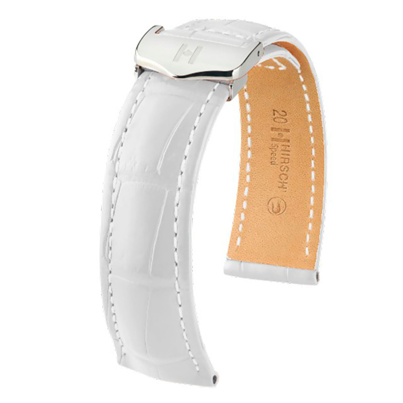 Bracelet Speed Selection Alligator Blanc Mat - Entrecorne 22 mm - Chute 18 mm - Hirsch