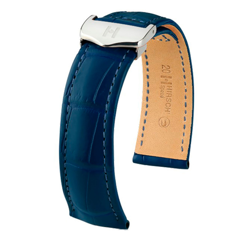 Bracelet Cuir Speed Selection Alligator Bleu Mat 21mm (sans boucle) - Hirsch