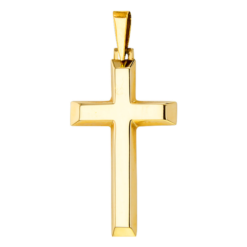 PROMO Croix Biseautée Creuse Bombée en Or Jaune 750 - Vandona OCARAT.COM BIJOUTERIE N°1