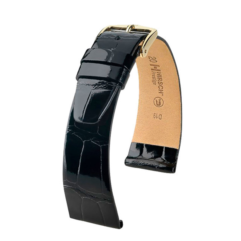 Bracelet de montre Prestige cuir exotique noir 02207150 - Hirsch