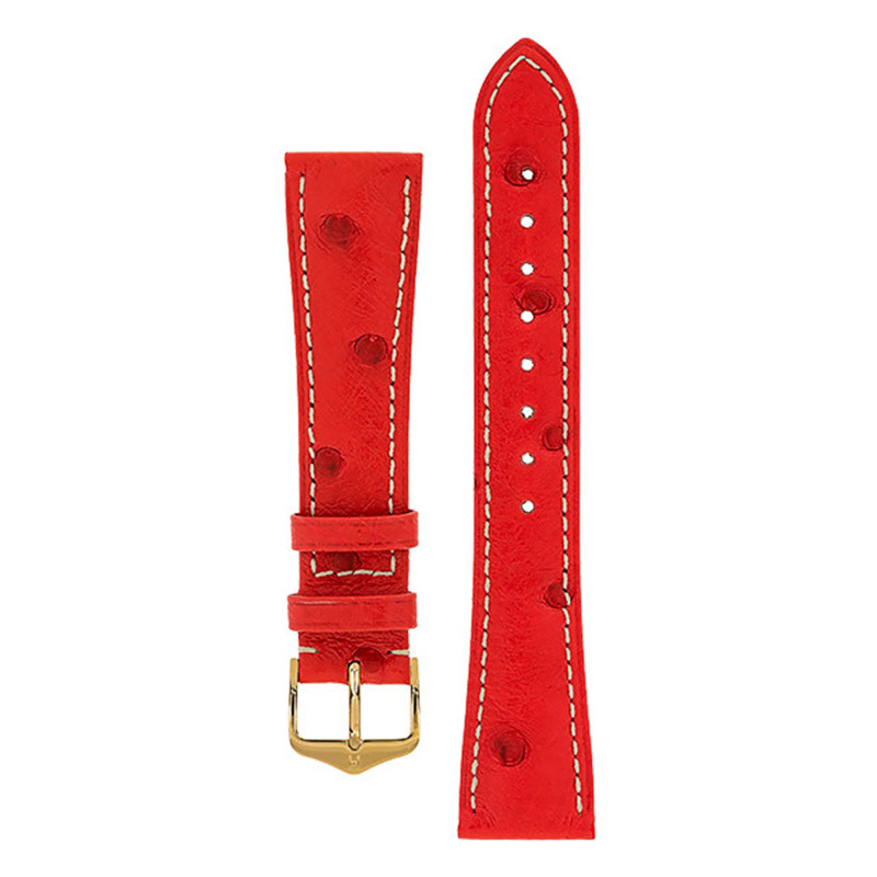 Bracelet Cuir Massai Ostrich Selection Rouge Blanc 046221 14mm à 22mm - Hirsch