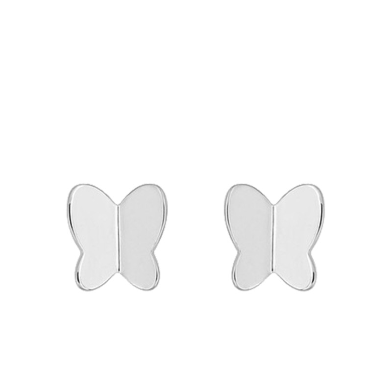 Boucles d'Oreilles Puces Papillon en Or Blanc - Bambins