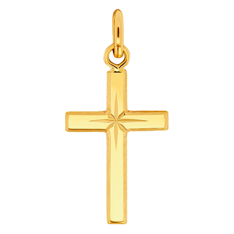 Croix à l'Etoile en Or Jaune 375 ou 750, Dimension 12 x 18 mm - Emanessence