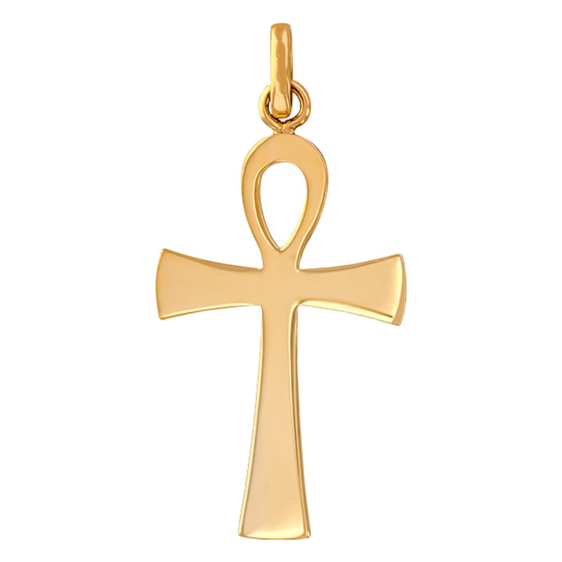 Croix de Vie Polie en Or Jaune 750, Dimension 17 x 32 mm - Emanessence