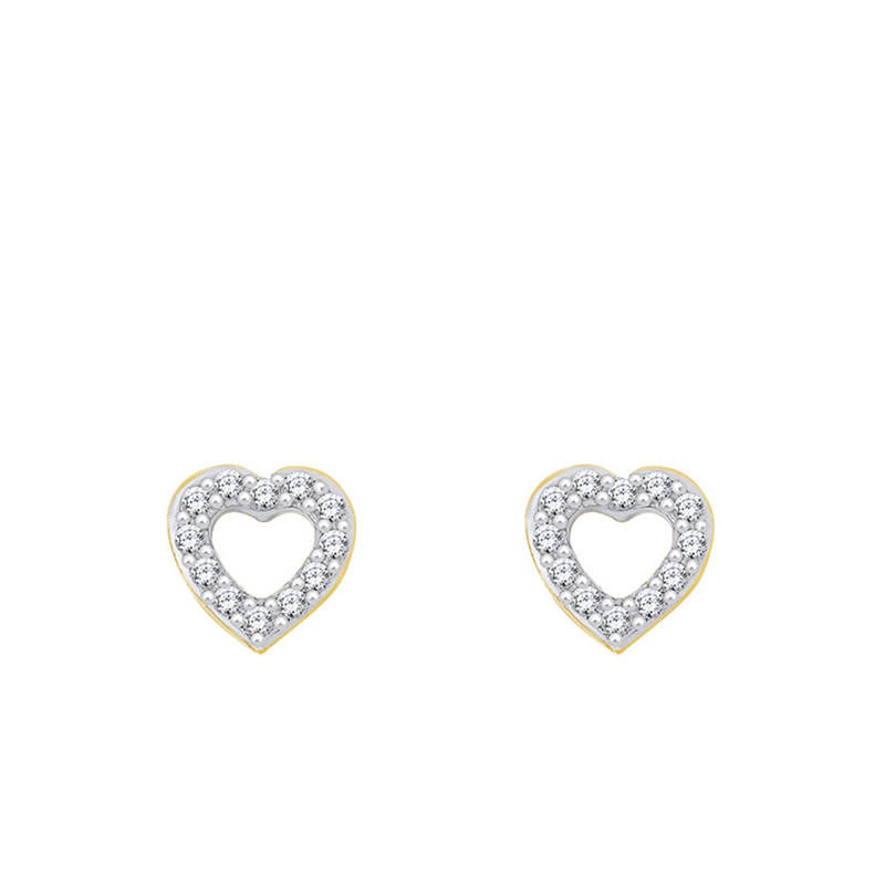 Boucles d'Oreilles Cœur en Or jaune & Diamants - Emanessence