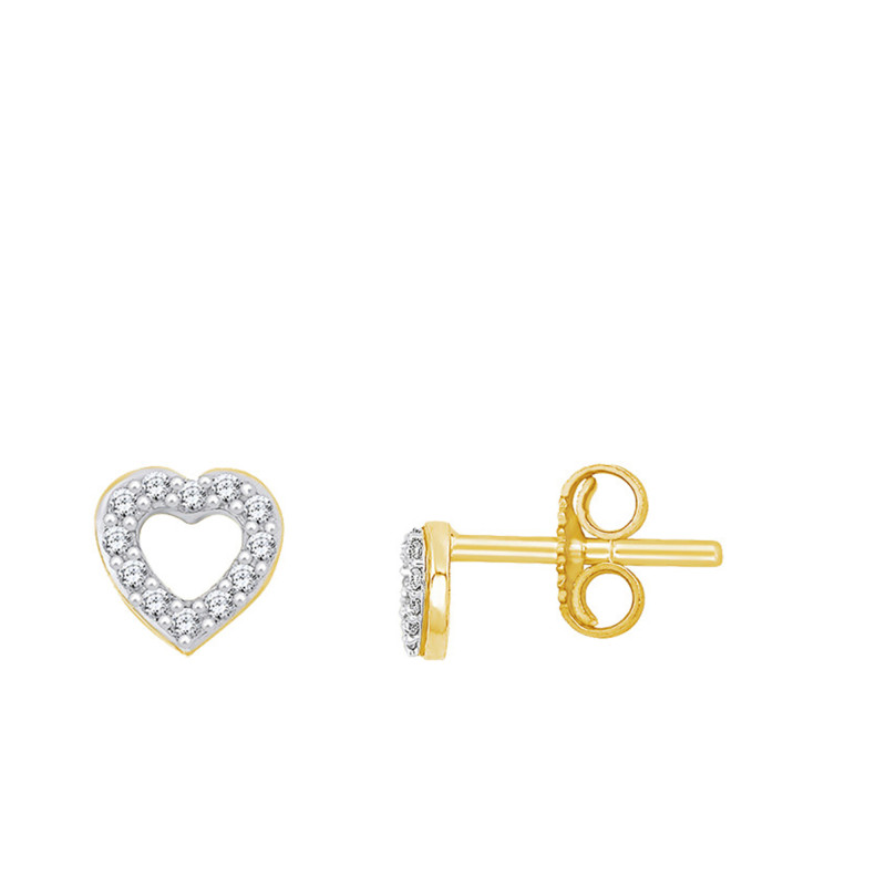 Boucles d'Oreilles Cœur en Or jaune & Diamants - Emanessence