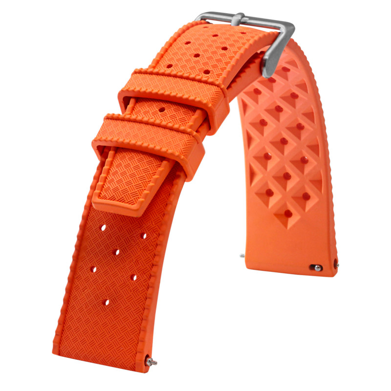 Bracelet de Montre Caoutchouc Tropic Orange en 18mm, 20mm ou 22mm - Bracelet Rochet