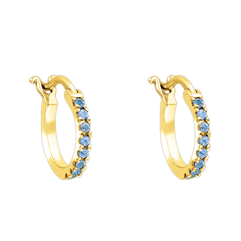 Boucles d'Oreilles Créoles en Or jaune & Topaze, Diamètre 11,5 mm - Aurora
