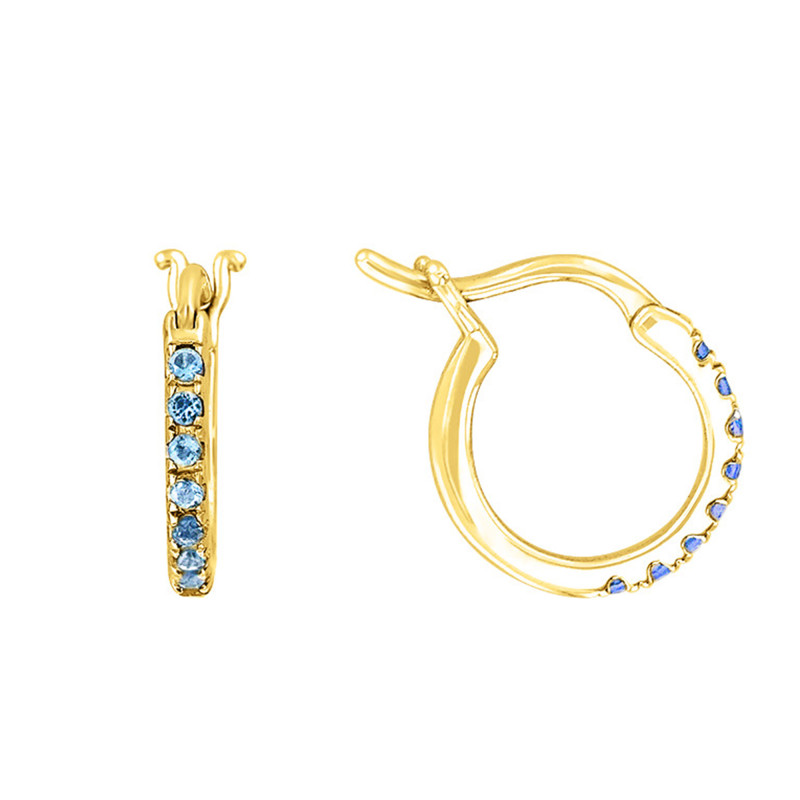 Boucles d'Oreilles Créoles en Or jaune & Topaze, Diamètre 11,5 mm - Aurora