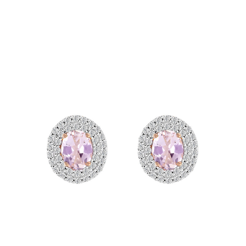 PROMO Boucles d'Oreilles Puces en Or Rose 375 ou 750 & Diamants et Morganite - Aurora OCARAT.COM BIJOUTERIE N°1