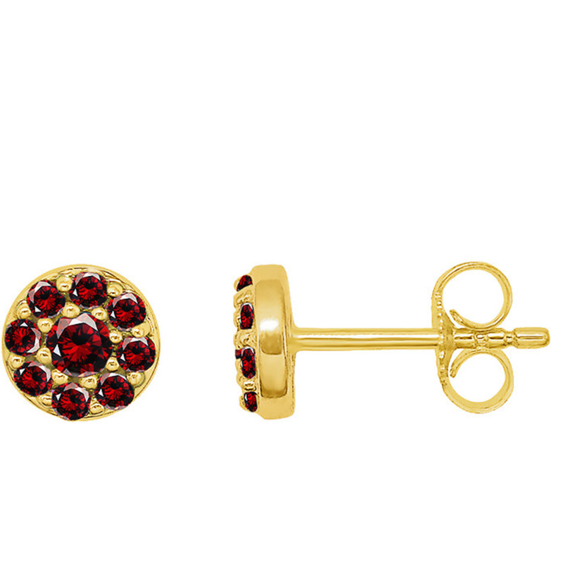 Boucles d'Oreilles Puces Adelie en Or Jaune & Grenat - Aurora