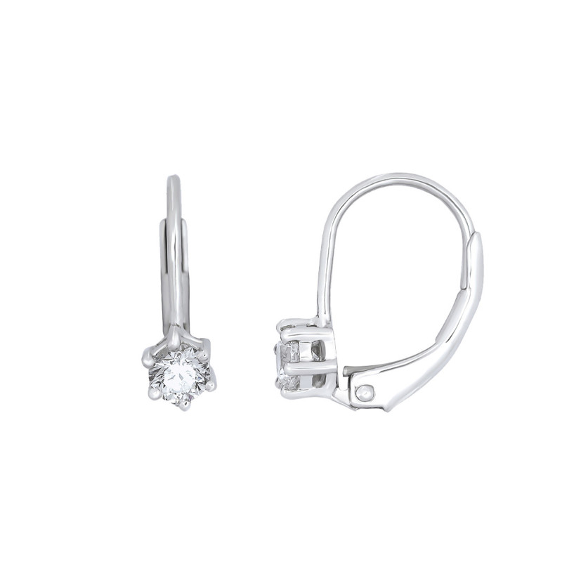 Boucles d'Oreilles Dormeuses en Or Blanc 375 & Diamants - Emanessence