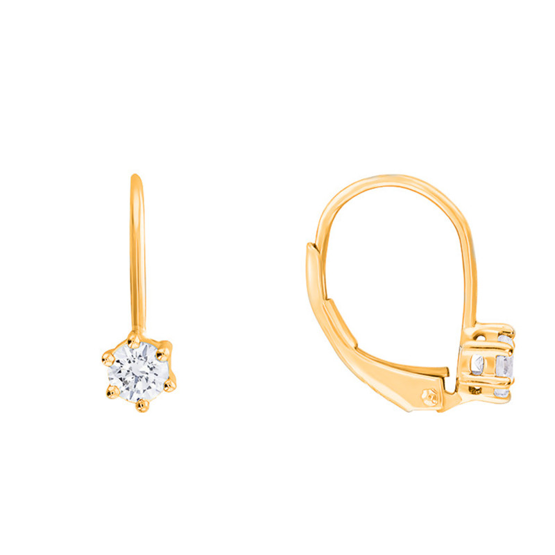 Boucles d'Oreilles Dormeuses en Or Jaune 375 & Diamants - Emanessence