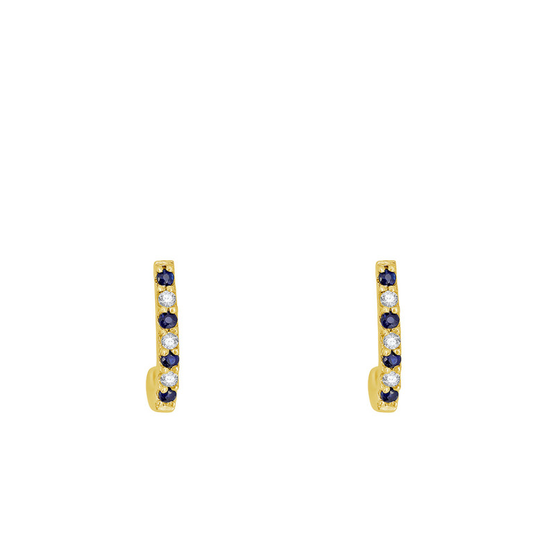 Boucles d'Oreilles en Or Jaune 750 & Diamants et Saphirs - Aurora