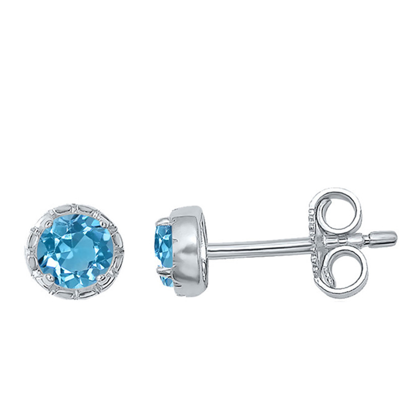 Boucles d'Oreilles en Or Blanc & Topaze 0,25 ct - Aurora