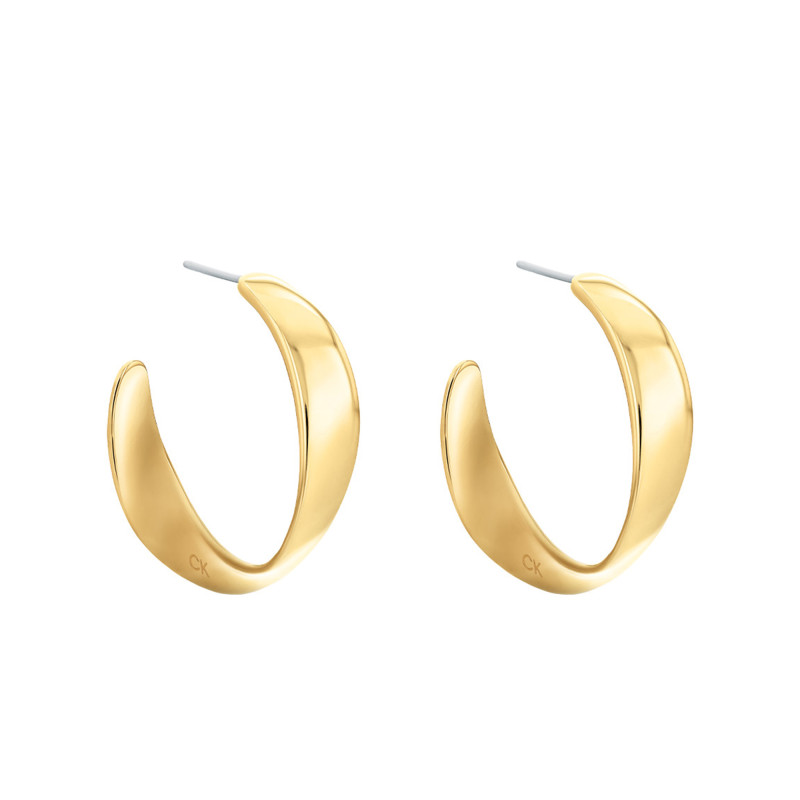Boucles d'Oreilles Créoles Ethereal Metals en Acier Doré, Diamètre 30 cm - 35000534 - Calvin Klein