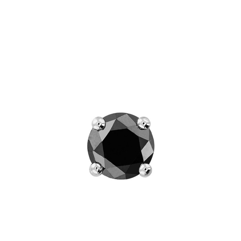 1 Boucle d'Oreille en Or Blanc 750 & Diamant Noir 1 ct - Emanessence